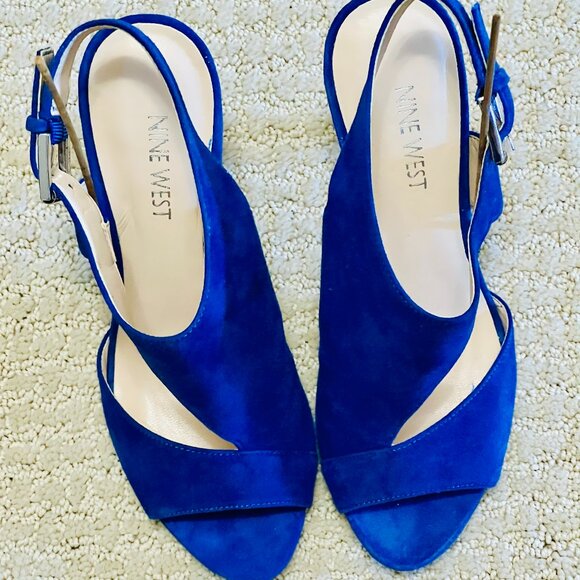 Nine West, blue suede, size 7.5, never worn - Picture 1 of 3